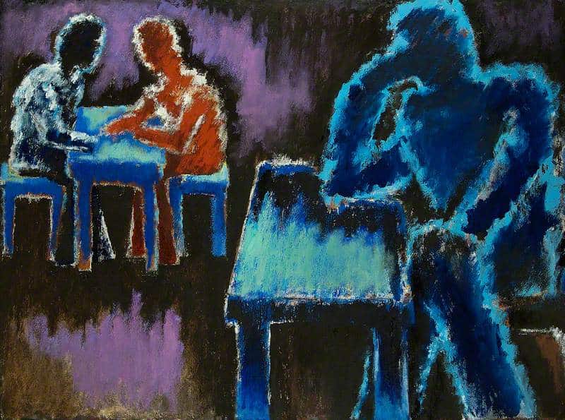 men at table 1987 رجال حول المائدة لـ جوزيف هيرمان