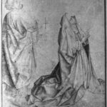 the virgin kneeling and praying behind st peter