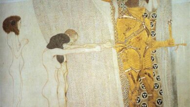 شامة في ذراعي.. قطة تحت السيارة - سارة عابدين the beethoven frieze the longing for happiness left wall.jpgLarge شامة في ذراعي.. قطة تحت السيارة - سارة عابدين