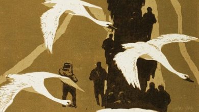 Ланин Август Васильевич 1925 2006 На чужбину из серии Дороги войны 1960 هايكو الحرب: " الناس يهربون إلى الملاجئ .. الطيور إلى السماء" - (مختارات)